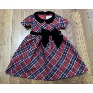Gymboree Girls Size 5T Christmas Holiday Dress Red Plaid Black Velvet Family